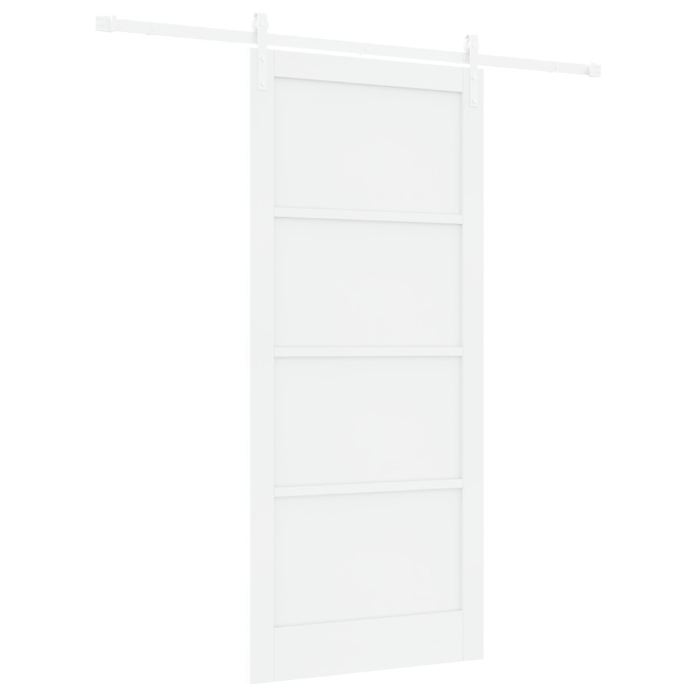 Ușa glisantă vidaXL cu kit de accesorii Alb 93x211 cm din pin solid