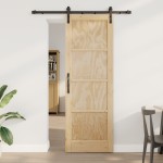 Ușă Glisantă vidaXL cu Set de Accesorii 73.5x211 cm Lemn Solid Pin