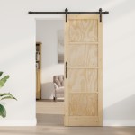 Ușă Glisantă vidaXL cu Set de Accesorii 73.5x211 cm Lemn Solid Pin