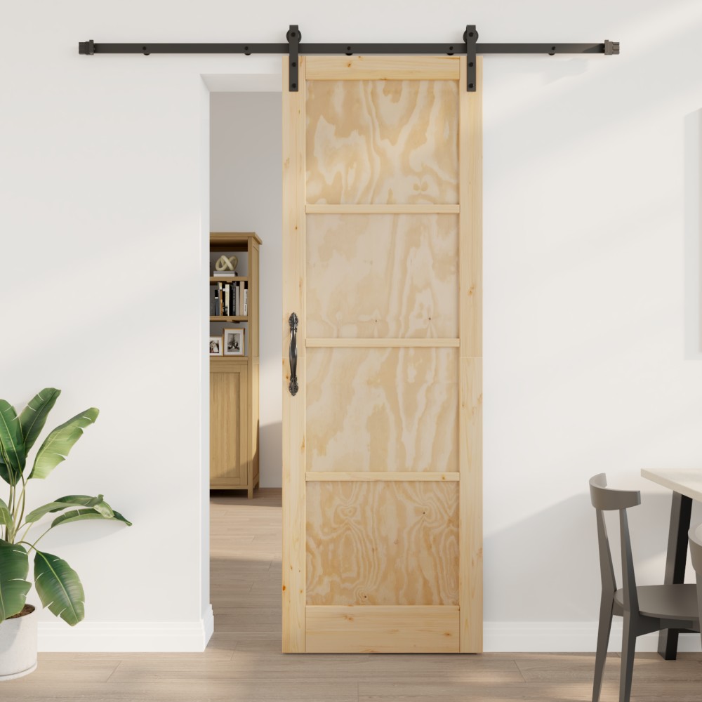 vidaXL Ușa glisantă Manual Natural și negru 78 x 232 cm