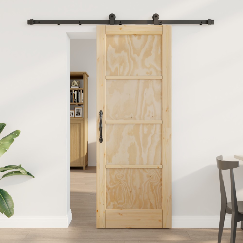 vidaXL Ușă glisantă și set de accesorii 73.5x198.5 cm din lemn masiv de pin