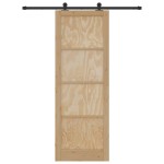 vidaXL Ușă glisantă Natural și Negru 83 x 232 cm Lemn de pin masiv