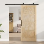 vidaXL Ușă glisantă Natural și Negru 86 x 198,5 cm Lemn de pin masiv