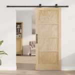 Ușă glisantă vidaXL cu accesorii 83x202 cm din lemn masiv de pin Ușă glisantă vidaXL cu accesorii 83x202 cm din lemn masiv de pin