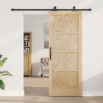 Ușă glisantă vidaXL cu accesorii 83x211 cm Lemn masiv din pin Ușă glisantă vidaXL cu accesorii 83x211 cm Lemn masiv din pin
