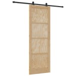 vidaXL Ușă glisantă Natural și Negru 83 x 232 cm Lemn de pin masiv