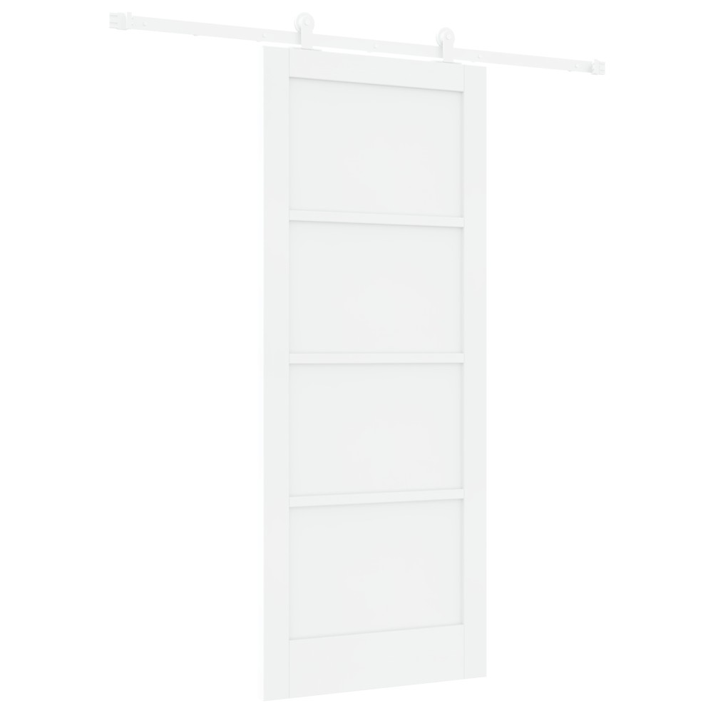 Ușă glisantă vidaXL cu accesorii Alb 83x202 cm Lemn masiv Pin