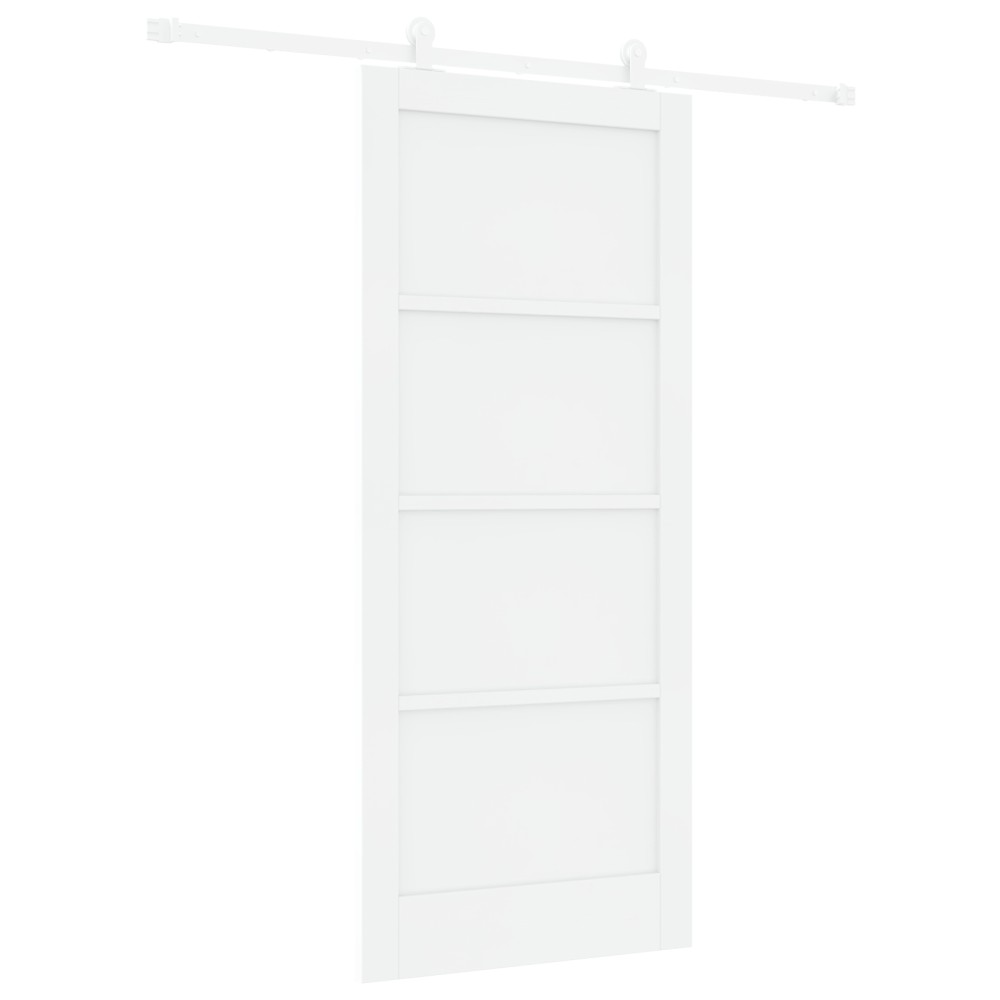 Ușă glisantă vidaXL cu accesorii Alb 86x198.5 cm Lemn masiv Pin