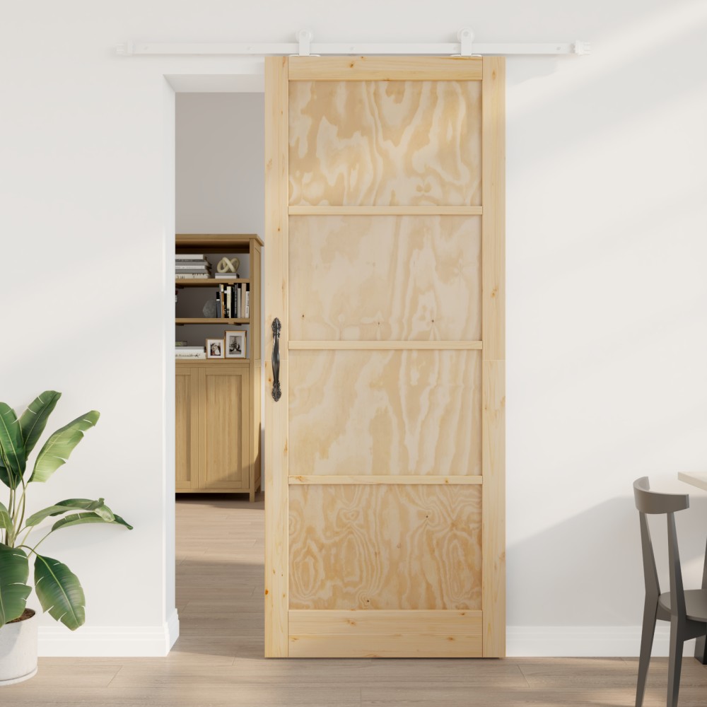 Ușa glisantă vidaXL cu set de accesorii 'ORKDAL'din lemn masiv de pin