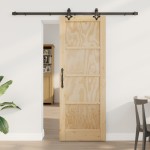 vidaXL Ușă Culisantă Manual Natural și negru 73.5 x 198.5 cm vidaXL Ușă Culisantă Manual Natural și negru 73.5 x 198.5 cm