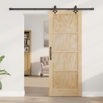vidaXL Ușă Culisantă Manual Natural și negru 78 x 202 cm vidaXL Ușă Culisantă Manual Natural și negru 78 x 202 cm