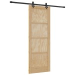 vidaXL Ușă Culisantă Manual Natural și negru 78 x 211 cm vidaXL Ușă Culisantă Manual Natural și negru 78 x 211 cm