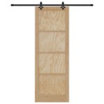 vidaXL Ușă glisantă Natural și Negru 83 x 232 cm Lemn de pin masiv