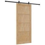 vidaXL Ușă glisantă Natural și Negru 86 x 198,5 cm Lemn de pin masiv