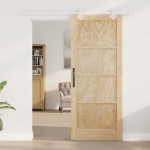 vidaXL Ușă Culisantă Manual Alb 83 x 202 cm Lemn de pin solid și oțel