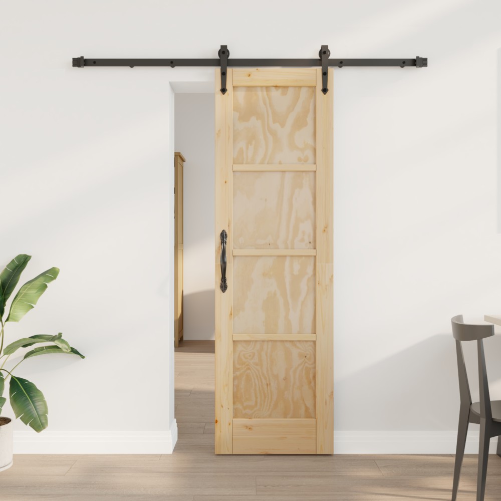 vidaXL Ușă glisantă Manual Natural și negru 61 x 198.5 cm