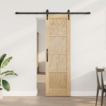 vidaXL Ușă glisantă Manual Natural și negru 61 x 198.5 cm vidaXL Ușă glisantă Manual Natural și negru 61 x 198.5 cm