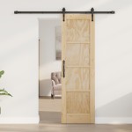 vidaXL Ușă glisantă Manual Natural și negru 61 x 198.5 cm vidaXL Ușă glisantă Manual Natural și negru 61 x 198.5 cm