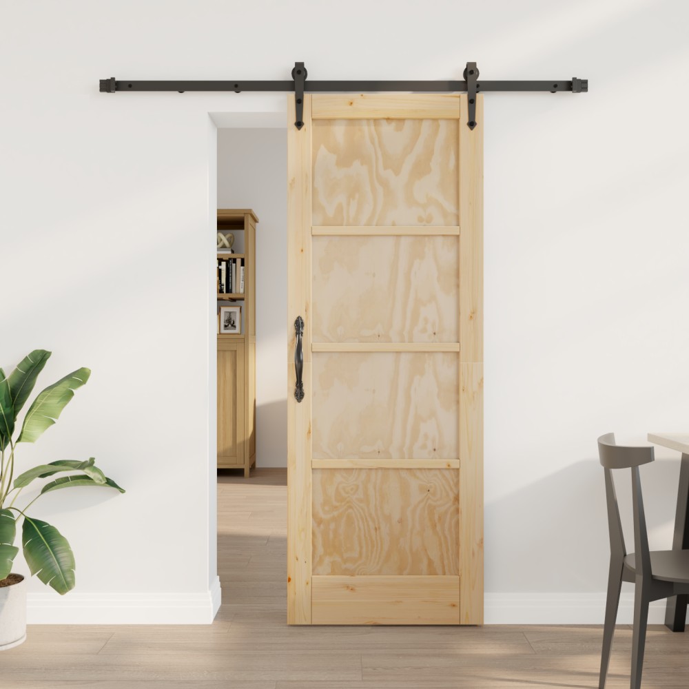 vidaXL Ușă glisantă Manual Natural și negru 73.5 x 198.5 cm