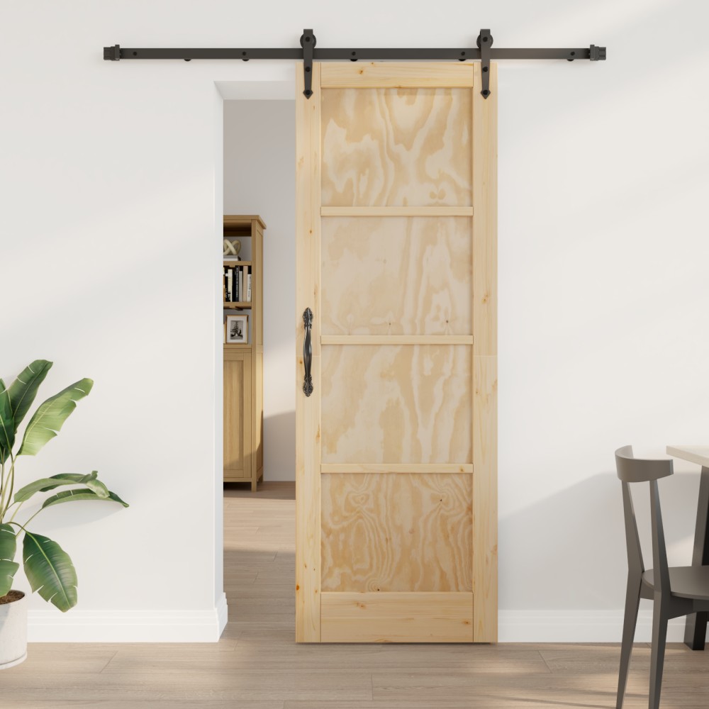 vidaXL Ușă glisantă Manual Natural și negru 73.5 x 211 cm