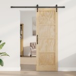 vidaXL Ușă glisantă Manual Natural și negru 73.5 x 211 cm vidaXL Ușă glisantă Manual Natural și negru 73.5 x 211 cm