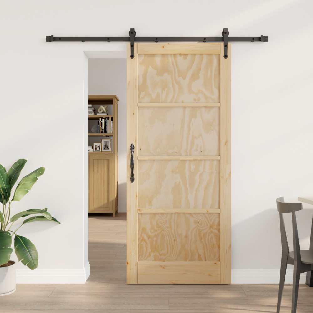 vidaXL Ușă glisantă Manual Natural și negru 78 x 202 cm