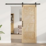 vidaXL Ușă glisantă Manual Natural și negru 78 x 202 cm vidaXL Ușă glisantă Manual Natural și negru 78 x 202 cm