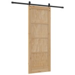 vidaXL Ușă glisantă Manual Natural și negru 78 x 202 cm vidaXL Ușă glisantă Manual Natural și negru 78 x 202 cm