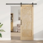 vidaXL Ușă glisantă Manual Natural și negru 78 x 211 cm vidaXL Ușă glisantă Manual Natural și negru 78 x 211 cm