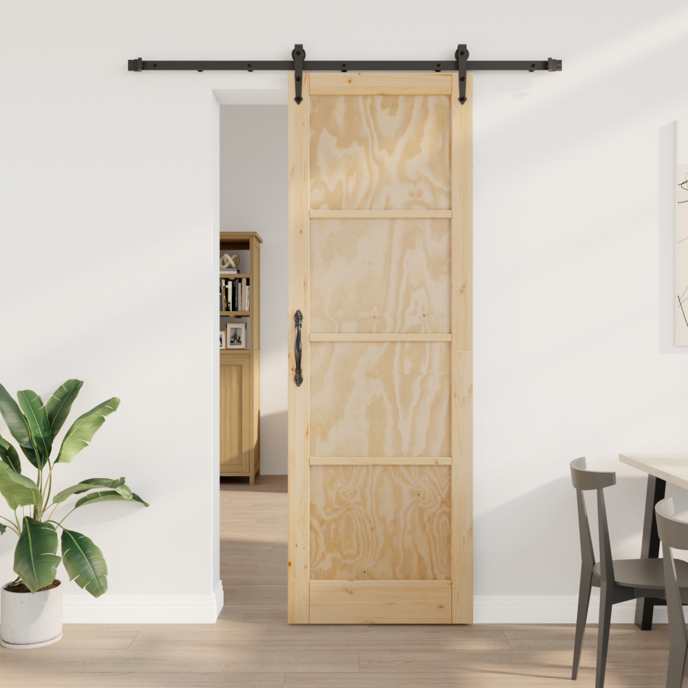 vidaXL Ușă glisantă Manual Natural și negru 78 x 232 cm