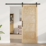 vidaXL Ușă glisantă Manual Natural și negru 83 x 202 cm vidaXL Ușă glisantă Manual Natural și negru 83 x 202 cm