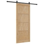 vidaXL Ușă glisantă Manual Natural și negru 83 x 202 cm vidaXL Ușă glisantă Manual Natural și negru 83 x 202 cm