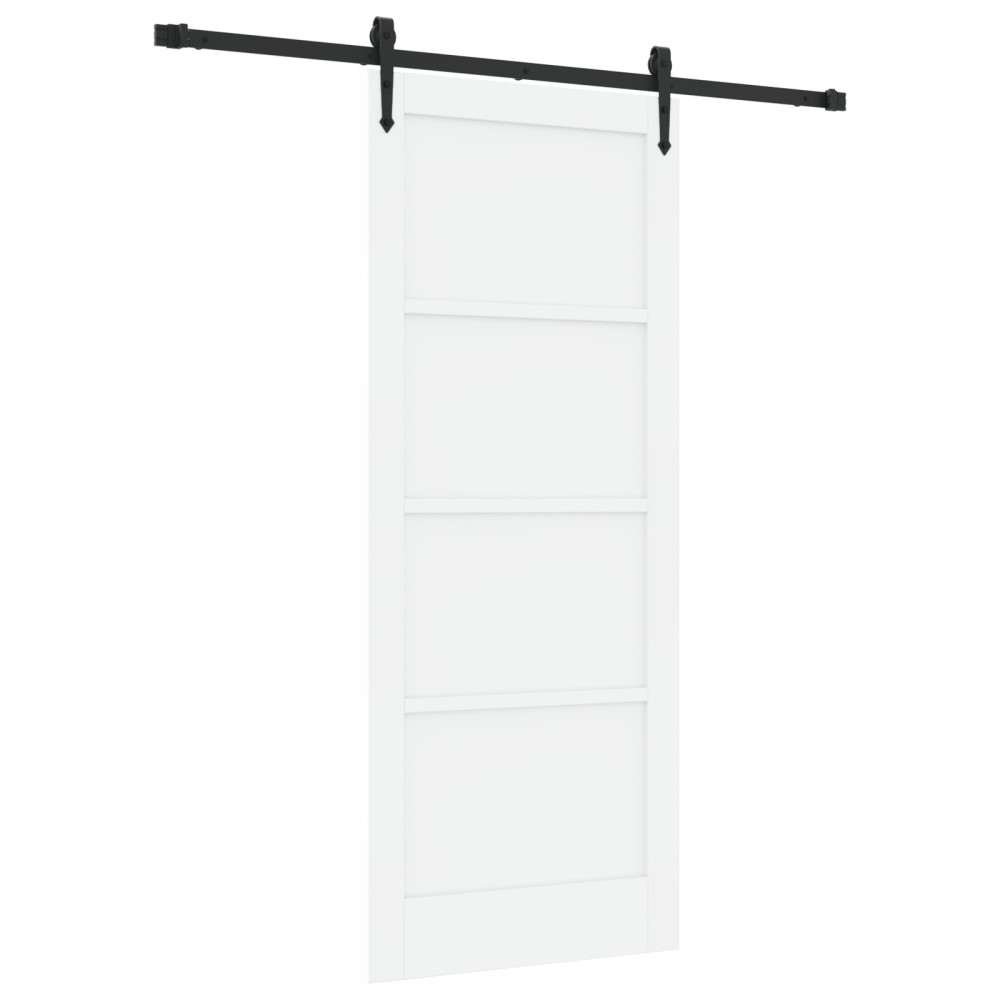 vidaXL Ușă glisantă Alb și negru 83 x 202 cm Lemn masiv de pin și oțel