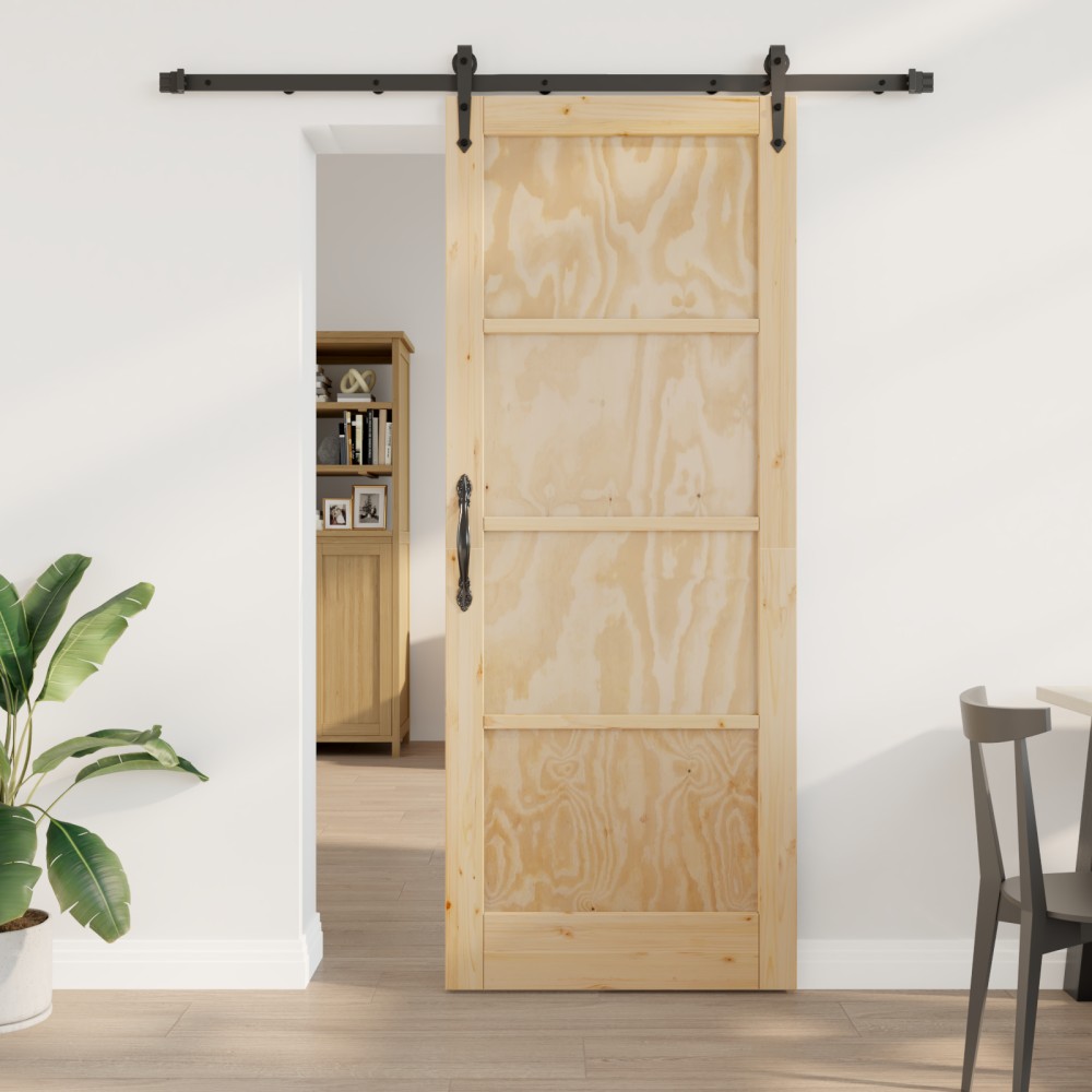 vidaXL Ușă glisantă Manual Natural și negru 83 x 211 cm
