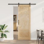 vidaXL Ușă glisantă Manual Natural și negru 83 x 232 cm vidaXL Ușă glisantă Manual Natural și negru 83 x 232 cm