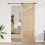vidaXL Ușă glisantă Manual Natural și negru 83 x 232 cm vidaXL Ușă glisantă Manual Natural și negru 83 x 232 cm