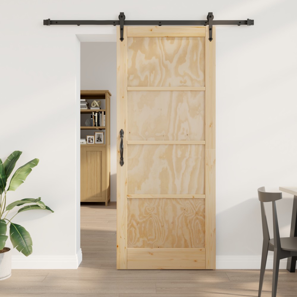 vidaXL Ușă glisantă Manual Natural și negru 86 x 211 cm