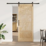 vidaXL Ușă glisantă Manual Natural și negru 86 x 211 cm vidaXL Ușă glisantă Manual Natural și negru 86 x 211 cm