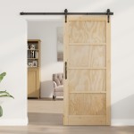 vidaXL Ușă glisantă Manual Natural și negru 86 x 211 cm vidaXL Ușă glisantă Manual Natural și negru 86 x 211 cm