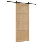 vidaXL Ușă glisantă Manual Natural și negru 86 x 211 cm vidaXL Ușă glisantă Manual Natural și negru 86 x 211 cm
