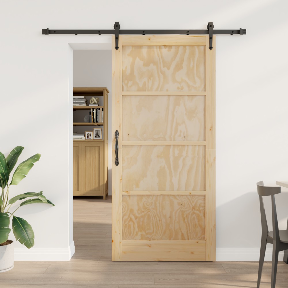 vidaXL Ușă glisantă Manual Natural și negru 93 x 202 cm