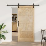 vidaXL Ușă glisantă Manual Natural și negru 93 x 202 cm vidaXL Ușă glisantă Manual Natural și negru 93 x 202 cm