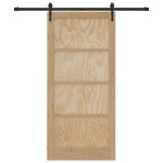 vidaXL Ușă glisantă Manual Natural și negru 93 x 202 cm vidaXL Ușă glisantă Manual Natural și negru 93 x 202 cm