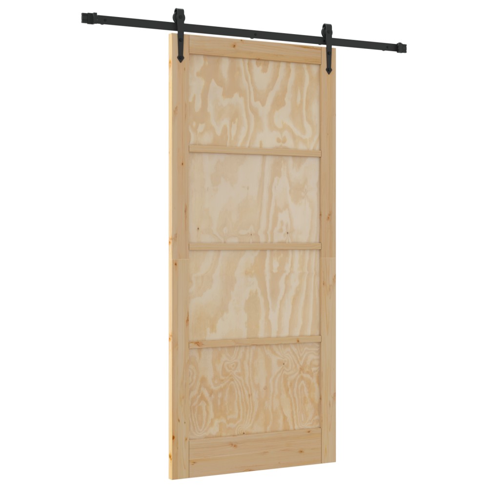 vidaXL Ușă glisantă Manual Natural și negru 93 x 211 cm