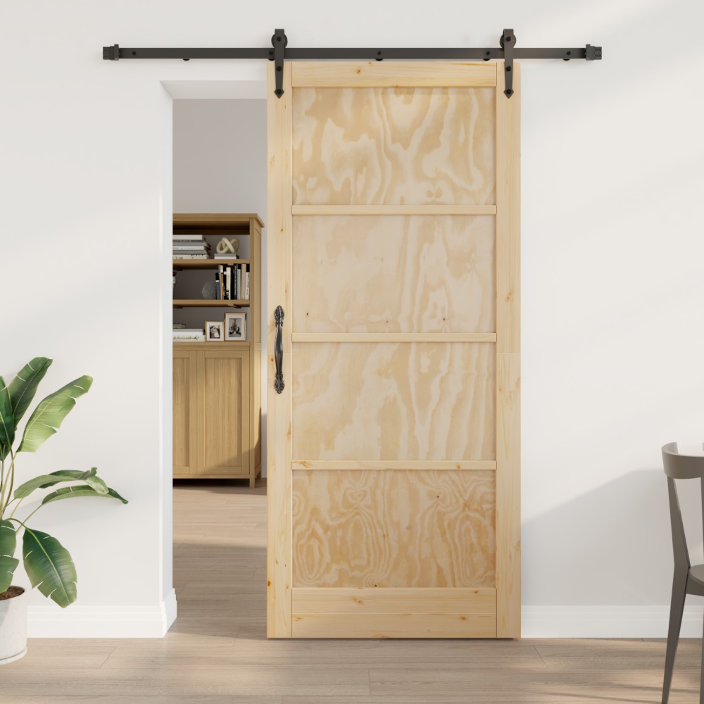 vidaXL Ușă glisantă Manual Natural și negru 93 x 211 cm