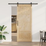 vidaXL Ușă glisantă Manual Natural și negru 93 x 232 cm vidaXL Ușă glisantă Manual Natural și negru 93 x 232 cm