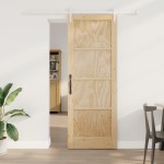 vidaXL Ușă glisantă Manual Natural și alb 78 x 211 cm vidaXL Ușă glisantă Manual Natural și alb 78 x 211 cm