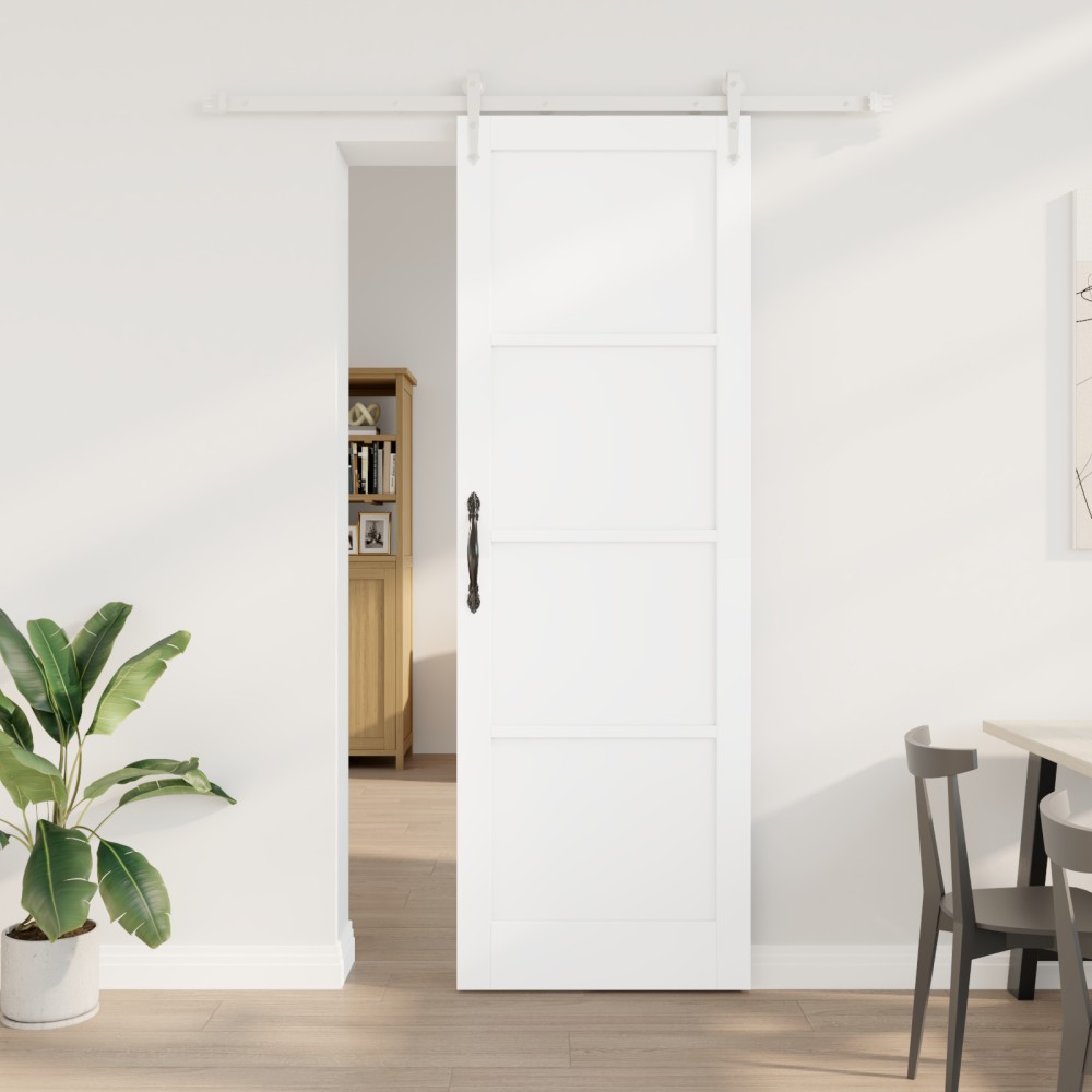 vidaXL Ușă glisantă Manual Alb 78 x 232 cm Lemn masiv de pin și oțel