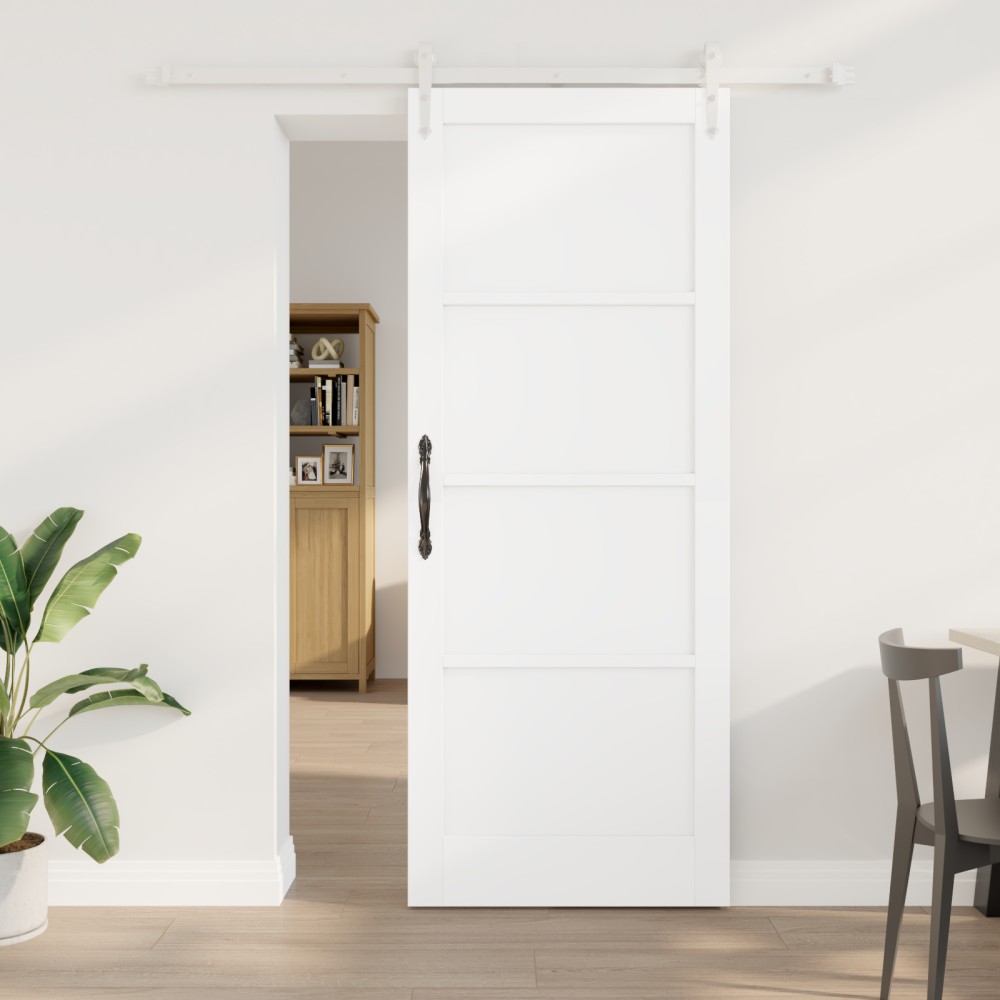 vidaXL Ușă glisantă Manual Alb 83 x 211 cm Lemn masiv de pin și oțel