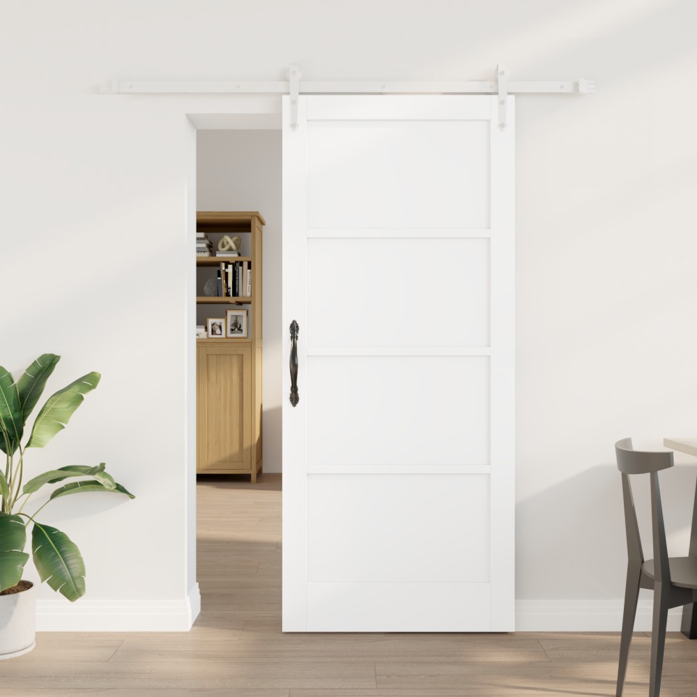 vidaXL Ușă glisantă Manual Alb 86 x 198.5 cm Lemn masiv de pin și oțel